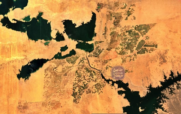 صورة بالأقمار الصناعية بتاريخ الشهر الجاري توضح حجم الأراضي المستصلحة حديثا بمشروع تنمية جنوب الوادي بتوشكى - خاص عن مصر